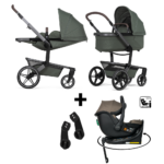 Kinderwagen Joolz Day5 Forest Green + Autostoel Jacky Pro 360° Dark Taupe&Base&Adapterset