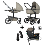 Kinderwagen Joolz Day5 Sage Green + Autostoel Jacky Pro 360°  Dark Taupe&Base&Adapterset