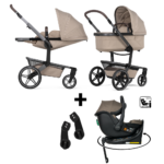 Kinderwagen Joolz Day5 Sandy Taupe + Autostoel Jacky Pro 360° Dark Taupe&Base&Adapterset