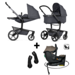 Kinderwagen Joolz Day5 Stone Grey + Autostoel Jacky Pro 360° Dark Taupe&Base&Adapterset