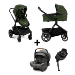 SET | Kinderwagen Nuna Demi Grow Evergreen Incl. Autostoel Nuna Pipa Next&Base Nuna 360 System
