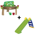 Set | Water, Zand&Activiteiten Tafel + Glijbaan Dolu Brown/Green/Blue