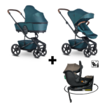 Kinderwagen Easywalker Harvey5 Premium Jade Green + Autostoel Jacky Pro 360° Dark Taupe&Base