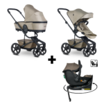 Kinderwagen Easywalker Harvey5 Premium Pearl Taupe + Autostoel Jacky Pro 360° Dark Taupe&Base