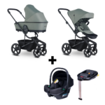 Kinderwagen Easywalker Harvey5 Agave Green + Autostoel Novi Baby Jewel All Black&Base
