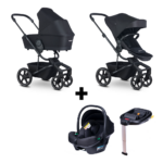 Kinderwagen Easywalker Harvey5 Midnight Black + Autostoel Novi Baby Jewel All Black&Base
