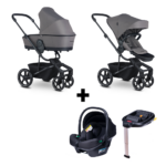 Kinderwagen Easywalker Harvey5 Pebble Grey + Autostoel Novi Baby Jewel All Black&Base