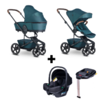 Kinderwagen Easywalker Harvey5 Premium Jade Green + Autostoel Novi Baby Jewel All Black&Base