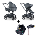 Kinderwagen Easywalker Harvey5 Premium Mineral Grey + Autostoel Novi Baby Jewel All Black&Base