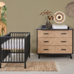 Babykamer Venice Fishbone Luxe Black (Ledikant Basic Open Black + Commode)