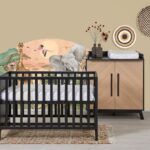 Babykamer Venice Fishbone Black (Ledikant + Commode)