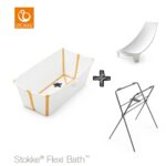 Set | Stokke® Flexi Bath® White/Yellow met Badstandaard&Newborn Support