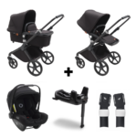 Kinderwagen Bugaboo Fox Cub Compleet Black/Midnight Black + Autostoel Turtle Air + Wingbase + Adapters