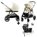 Kinderwagen Cybex Gazelle S Seashell Beige/Light Beige - Taupe Frame + Autostoel Jacky Pro 360° Dark Taupe&Base