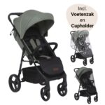 Set | Buggy Novi Baby® Grande Go Black/Green Met Accesoires Pakket En Voetenzak
