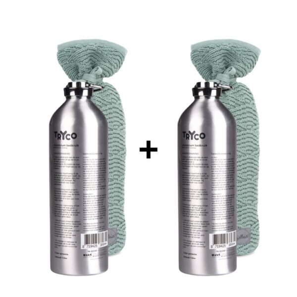 Set | Kruik Tryco Aluminium 2st. met Kruikenzak Jollein Ash Green 2st. - Afbeelding 1