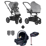 Kinderwagen Easywalker Harvey² All Terrain Stone Grey met Autostoel Novi Baby® Jewel I-Size en Isofixbase
