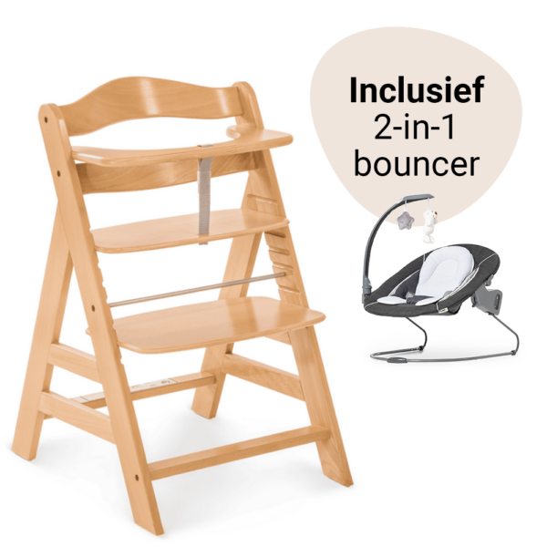 Kinderstoel Hauck Alpha+ B Natural met 2-in-1 Bouncer - Afbeelding 1