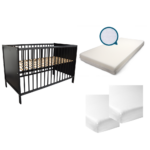 SET | Ledikant Colorfull Home Anett Black incl. Airflow Pro Matras&Hoeslakens