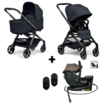 Kinderwagen Joolz Hub2 Navy Blue + Autostoel Jacky Pro 360° Dark Taupe&Base&Adapterset