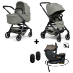 Kinderwagen Joolz Hub2 Sage Green + Autostoel Jacky Pro 360° Dark Taupe&Base&Adapterset