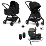 Kinderwagen Joolz Hub2 Space Black + Autostoel Jacky Pro 360° Dark Taupe&Base&Adapterset