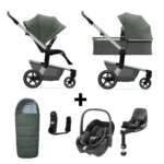 Kinderwagen Joolz Hub+ Marvellous Green + Voetenzak&Autostoel Maxi-Cosi 360&Base&Adapterset
