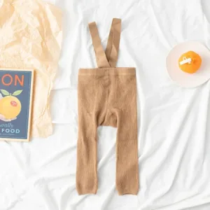 Mini Fashion™ - Zacht&Comfortabel - Kinder Legging met Bretels Licht Bruin / S (0-1 jaar) | Educatief Speelgoed