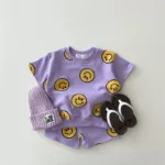 Mini Fashion™ - Smiley Kinder outfit Paars / 98 (3 Jaar) | Educatief Speelgoed