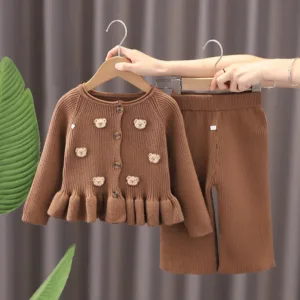 Mini Fashion™ - Tweedelige Winter Set met Beertjes 110 (5 jaar) | Educatief Speelgoed