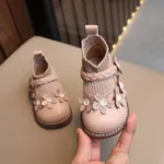Mini Fashion™ - Schattige Bloemetjes - Meisjes Schoenen Beige / 22 (1-2 jaar) | Educatief Speelgoed