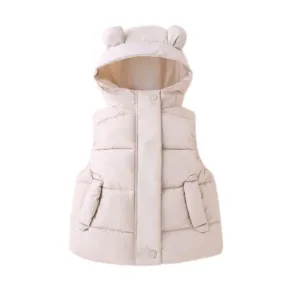 Mini Fashion™ - Warm&Trendy - Bodywarmer Met Capuchon Beige / 100 (3 jaar) | Educatief Speelgoed