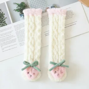 Mini Fashion™ - Knusse beenwarmers - Kindersokken Witte Aardbei | Educatief Speelgoed
