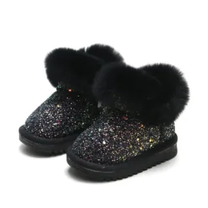 Mini Fashion™ - Warm&Stijlvol - Glitter Kinder Winterschoenen Zwart / 25 (4-5 jaar) | Educatief Speelgoed