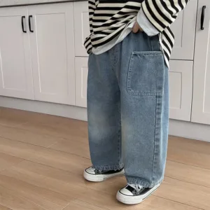 Mini Fashion™ - Straight Leg Jeans - Casual Spijkerbroek Blanco / 80 (12-18 maanden) | Educatief Speelgoed