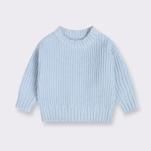 Mini Fashion™ - Super Zachte Stof - Gebreide Sweater Licht Blauw / 86 (12-18 maanden) | Educatief Speelgoed