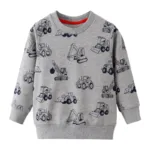 Mini Fashion™ - Geweldige Printen - Sweater Grijs - Graafmachine / 120 (5 jaar) | Educatief Speelgoed