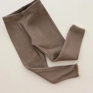 Mini Fashion™ - Zacht&Comfortabel - Ribstof Legging Bruin / 100 (2-3 jaar) | Educatief Speelgoed