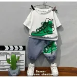 Mini Fashion™ - Geschikt Voor De Zomer - Zomerset Jongens Witte Set / 110 | Educatief Speelgoed