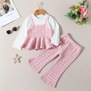 Mini Fashion™ - Trendy Design - 2-Delige Flared Set Roze / 98 (2-3 jaar) | Educatief Speelgoed