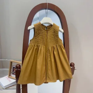 Mini Fashion™ - Stijlvol en Elegant - Meiden Jurk Bruin / 110 (3-4 jaar) | Educatief Speelgoed