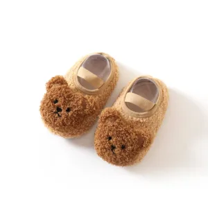Mini Fashion™ - Warm&Zacht - Kinder Slofjes Khaki Beer / 19 (6-9 maanden) | Educatief Speelgoed