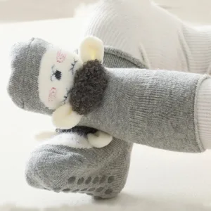 Mini Fashion™ - Warm&Zacht - Anti Slip Sokken Hert - Grijs / 21 (9-12 maanden) | Educatief Speelgoed