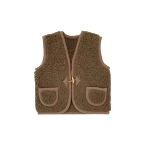 Mini Fashion™ - Warme Stof - Bodywarmer Vest Bruin / 98 (2-3 jaar) | Educatief Speelgoed