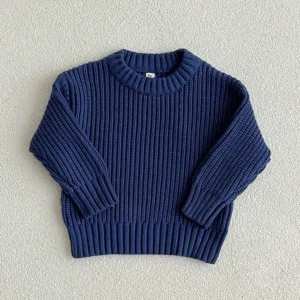 Mini Fashion™ - Super Zachte Stof - Gebreide Sweater Donker Blauw / 116 (6 jaar) | Educatief Speelgoed