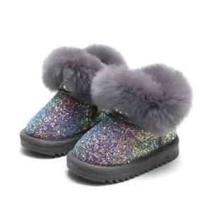 Mini Fashion™ - Warm&Stijlvol - Glitter Kinder Winterschoenen Grijs / 25 (4-5 jaar) | Educatief Speelgoed