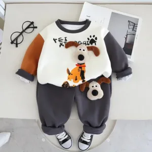 Mini Fashion™ - Trendy&Comfortabel - Hondjes Trainingspak Grijs / 110 (4 jaar) | Educatief Speelgoed