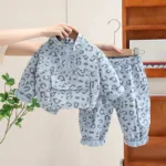 Mini Fashion™ - Coole Luipaard Print - 2-Delige Kledingset Blauw / 100 (3 jaar) | Educatief Speelgoed
