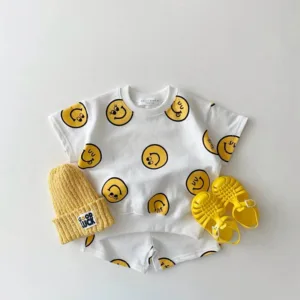 Mini Fashion™ - Smiley Kinder outfit Wit / 86 (12-18 maanden) | Educatief Speelgoed