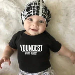 Mini Fashion™ - Leuk Voor Heel Het Gezin - Familie T-shirt Jongste / 86 (12-18 maanden) | Educatief Speelgoed
